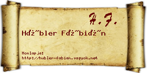 Hübler Fábián névjegykártya